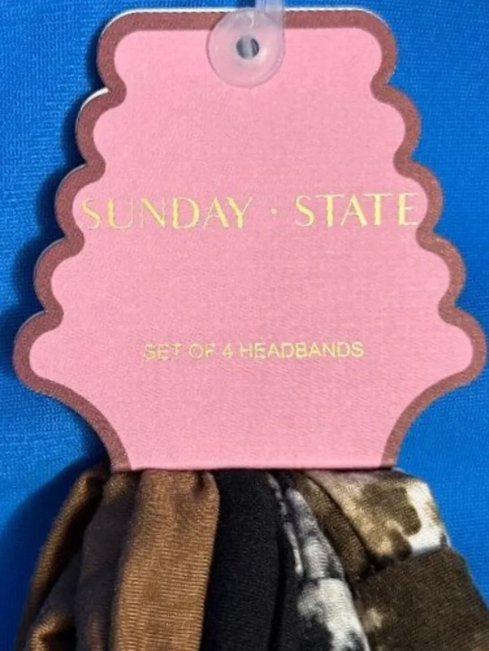NEW SUNDAY STATE 4 PACK SET BEAUTIFUL HEADBANDS W/ SOLIDS & TIE DYED TYPE COLORS